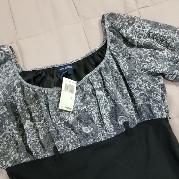Black & Grey Dress Empire Waist Size Large - Picture 2 of 5